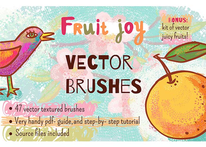 Illustrator｜おすすめブラシ素材_Fruit Joy Vector Brushes Kit